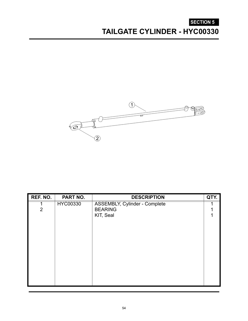 MiniMax - PG 054 - Section 5 - TAILGATE CYLINDER - HYC00330