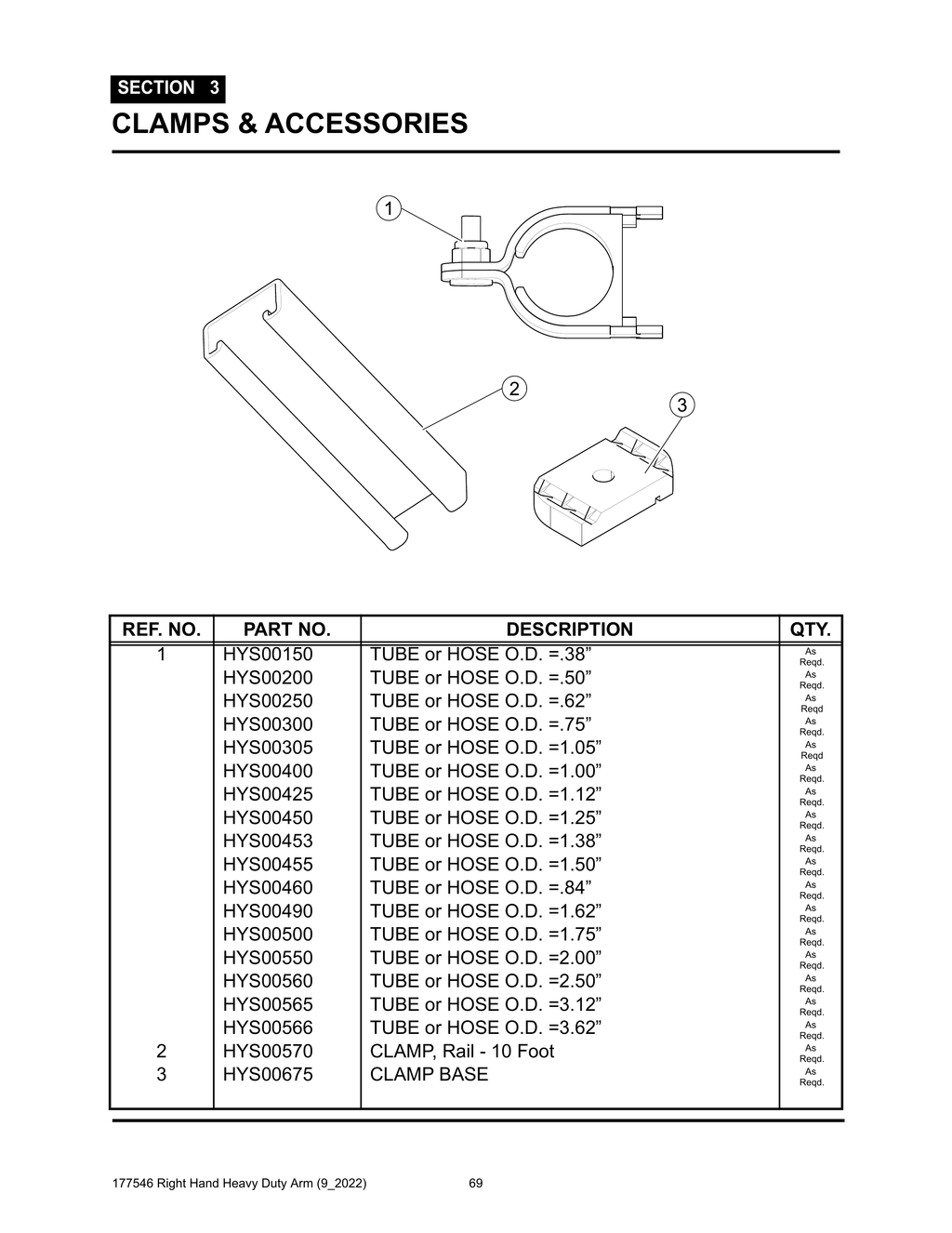 Section 3 - CLAMPS & ACCESSORIES - Heavy Duty RH Arm