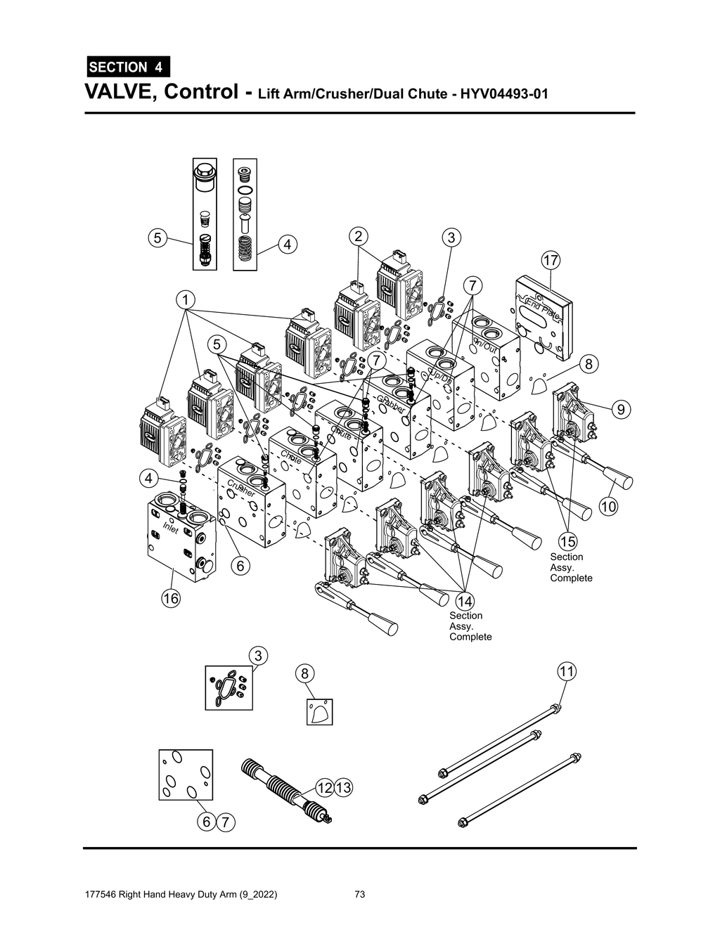 Section 4 - VALVE, Control - Lift Arm/Crusher/Dual Chute - HYV04493-01 - Heavy Duty RH Arm
