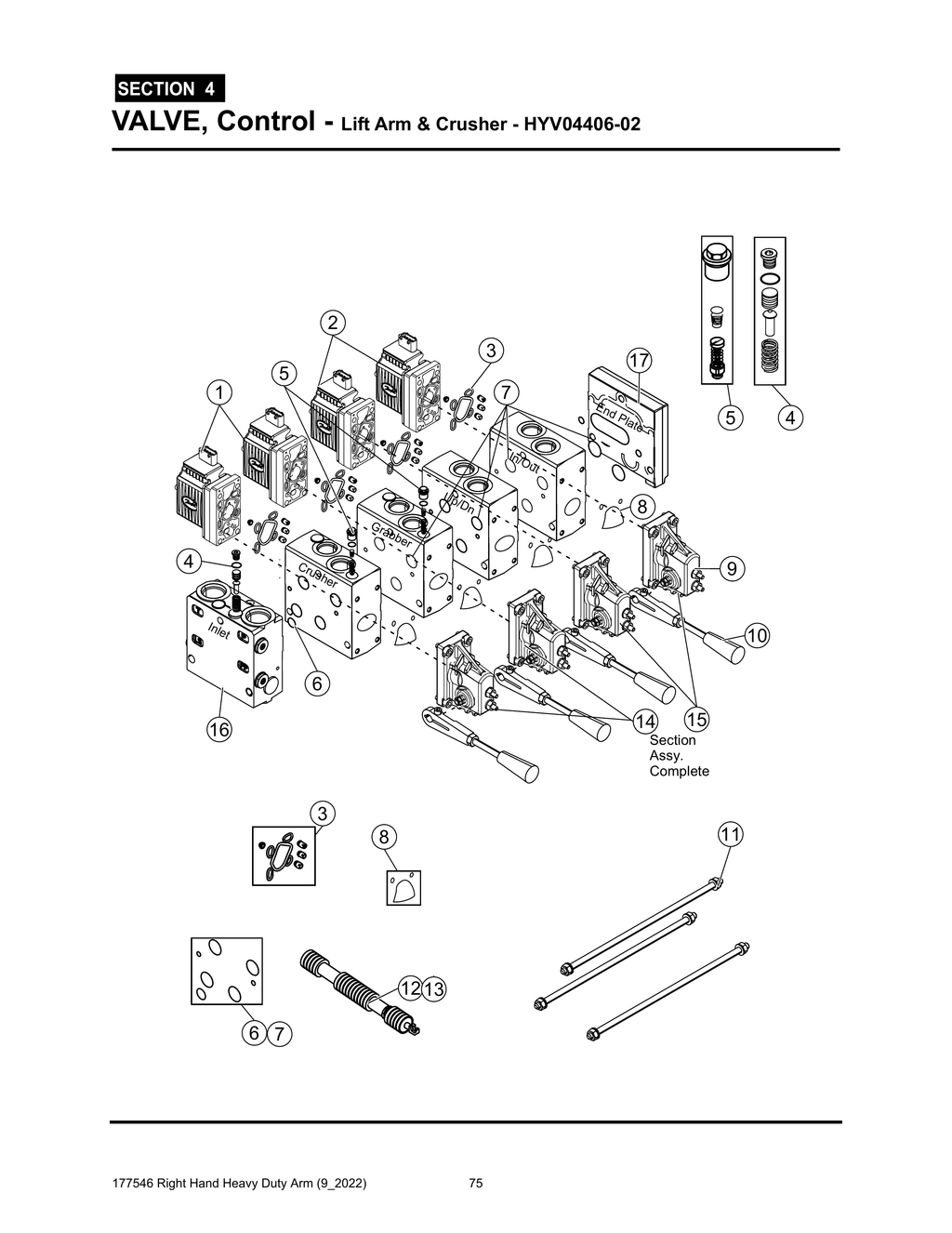 Section 4 - VALVE, Control - Lift Arm & Crusher - HYV04406-02 - Heavy Duty RH Arm