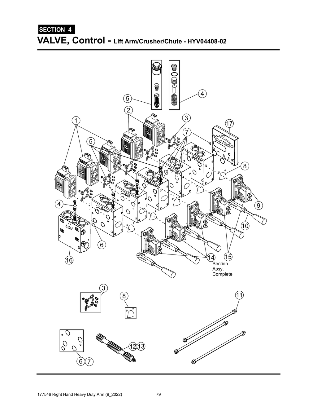 Section 4 - VALVE, Control - Lift Arm/Crusher/Chute - HYV04408-02 - Heavy Duty RH Arm