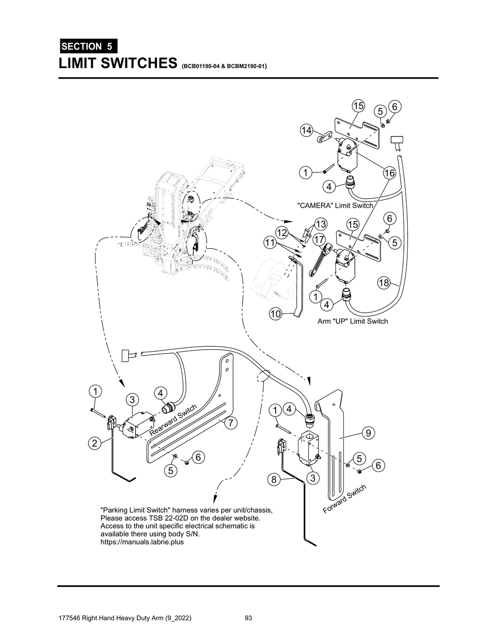 Section 5 - LIMIT SWITCHES (BCB01190-04 & BCBM2190-01) - Heavy Duty RH Arm
