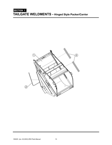 Section 1 - TAILGATE WELDMENTS - Hinged Style Packer/Carrier - 2R-III™