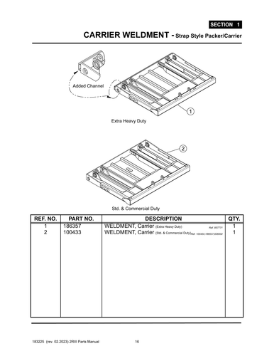 Section 1 - CARRIER WELDMENT - Strap Style Packer/Carrier - 2R-III™
