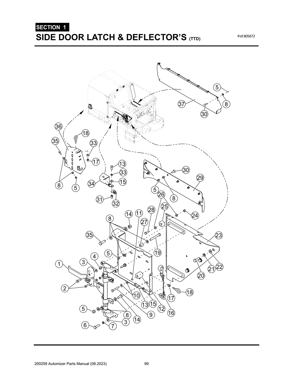Automizer - PG 099 - Section 1 - SIDE DOOR LATCH & DEFLECTOR’S - 805672