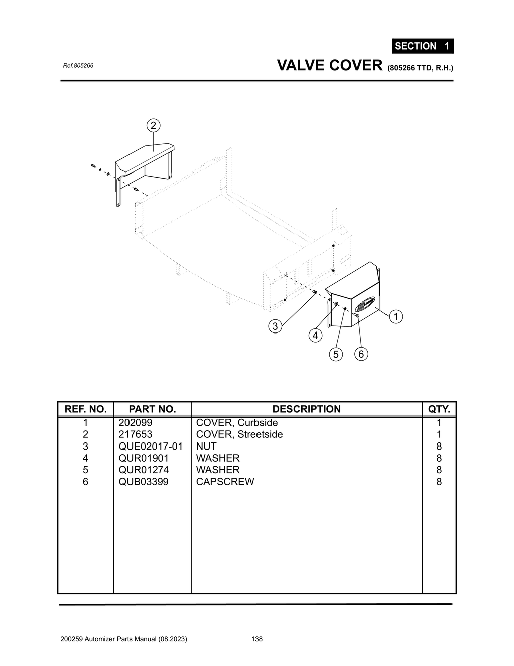 Automizer - PG 138 - Section 1 - VALVE COVER (805266 TTD, R.H.)