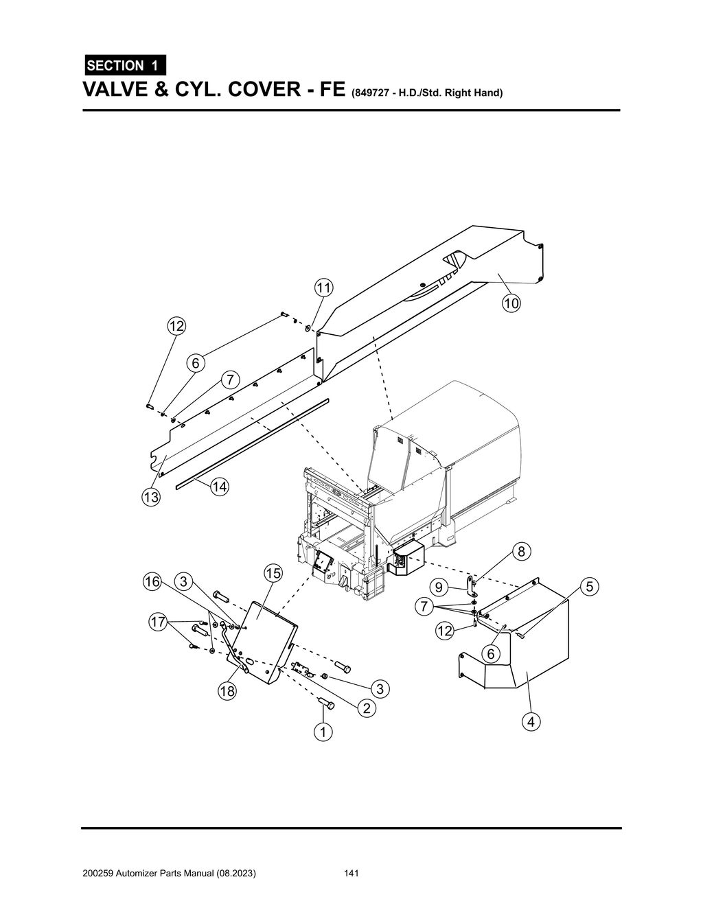 Automizer - PG 141 - Section 1 - VALVE & CYL. COVER - FE (849727 - H.D./Std. Right Hand) 