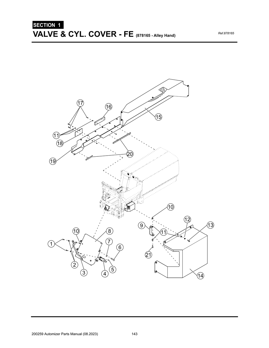 Automizer - PG 143 - Section 1 - VALVE & CYL. COVER - FE (878165 - Alley Hand)