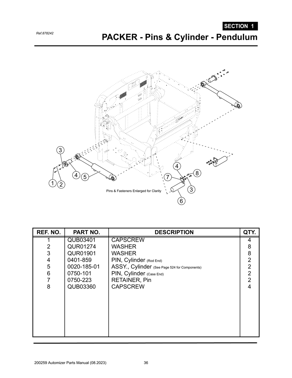 Automizer - PG 036 - Section 1 - PACKER - Pins & Cylinder - Pendulum