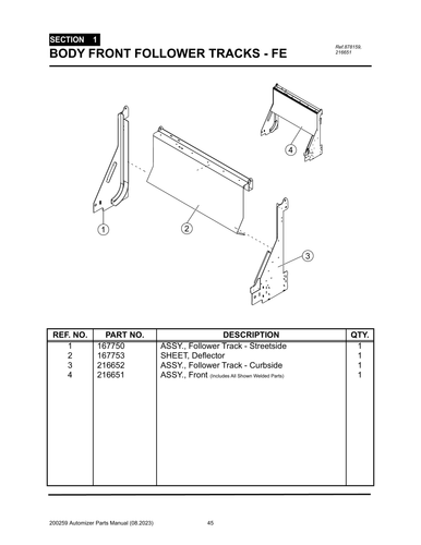 Automizer - PG 045 - Section 1 - BODY FRONT FOLLOWER TRACKS - FE 