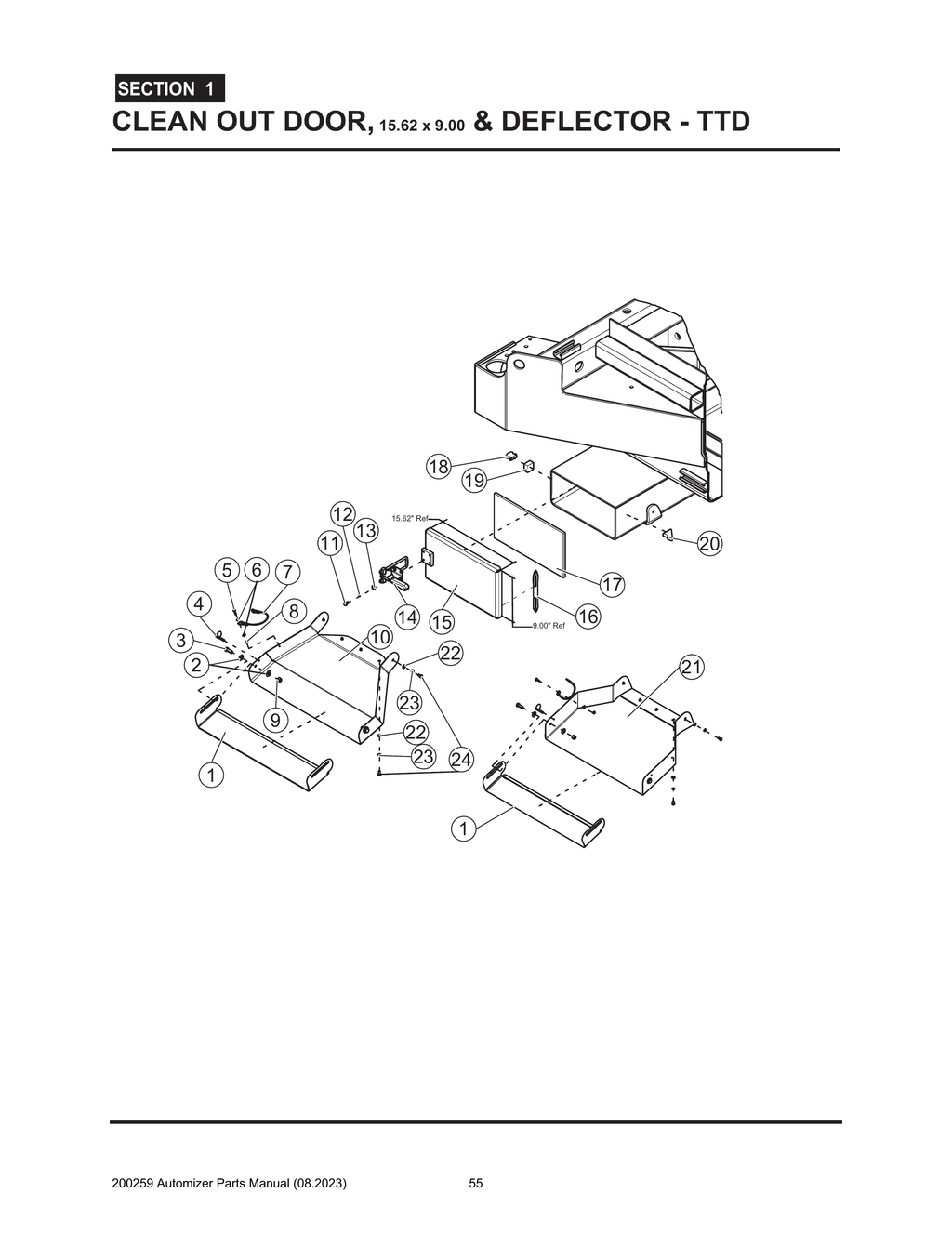Automizer - PG 055 - Section 1 - CLEAN OUT DOOR, 15.62 X 9.00 & DEFLECTOR - TTD