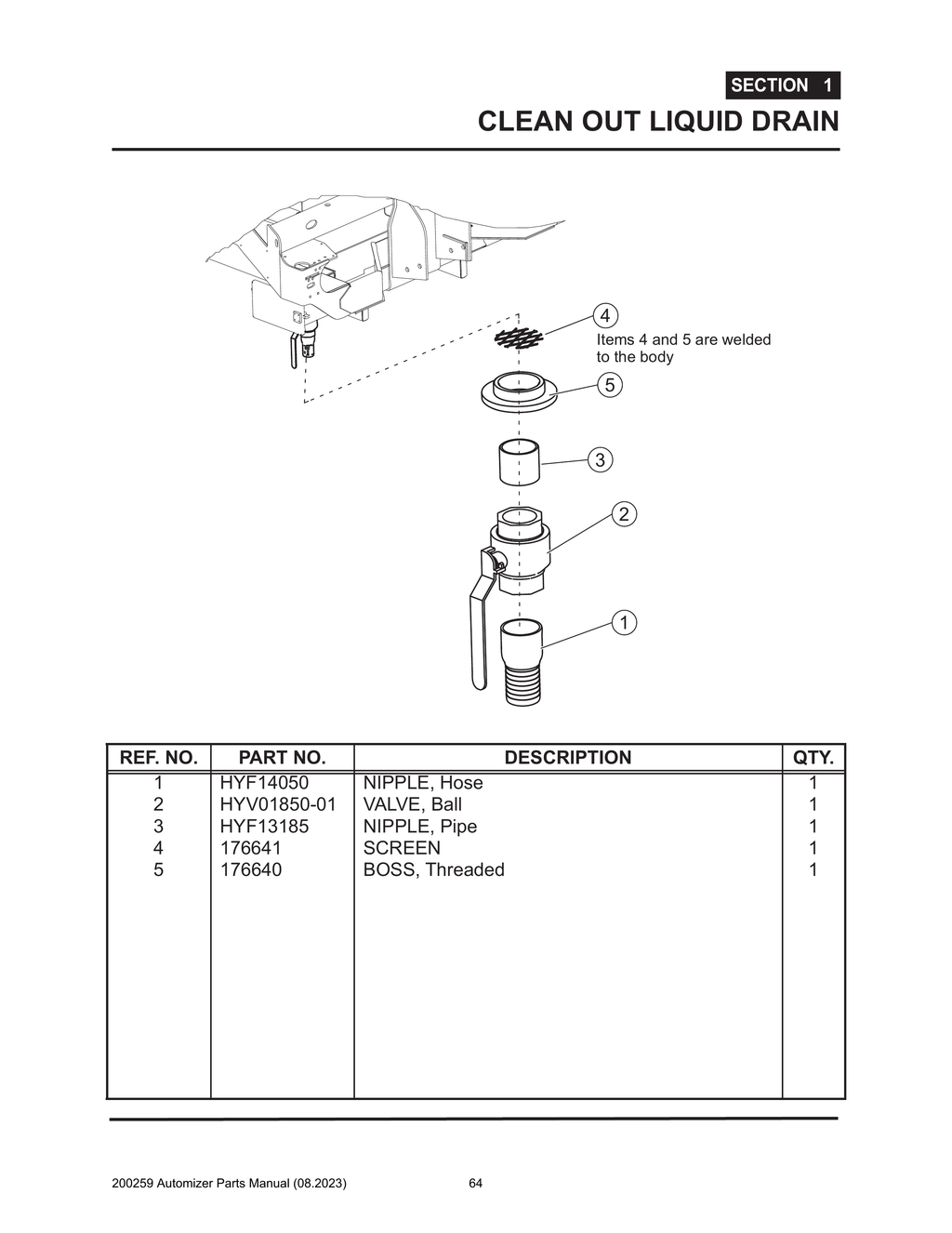 Automizer - PG 064 - Section 1 - CLEAN OUT LIQUID DRAIN