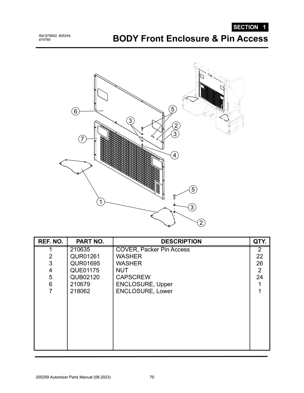 Automizer - PG 070 - Section 1 - BODY Front Enclosures & Pin Access