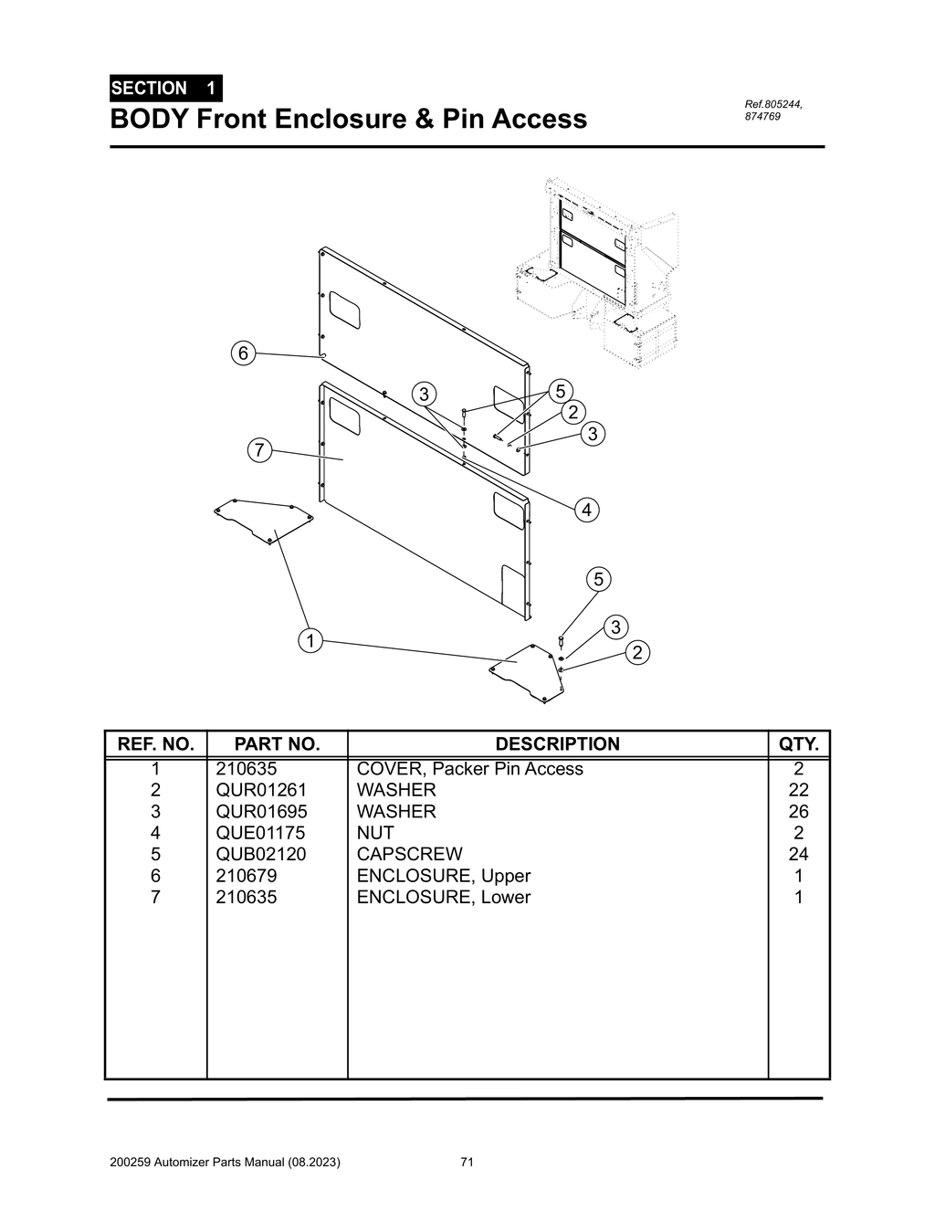 Automizer - PG 071 - Section 1 - BODY Front Enclosures & Pin Access