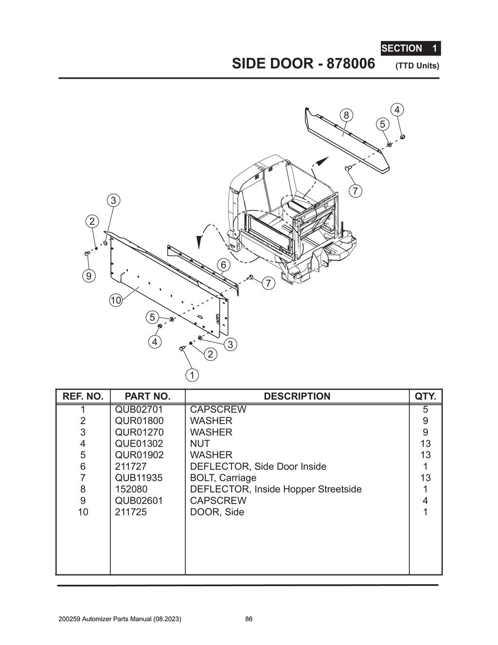 Automizer - PG 086 - Section 1 - SIDE DOOR - 878006 (TTD Units)