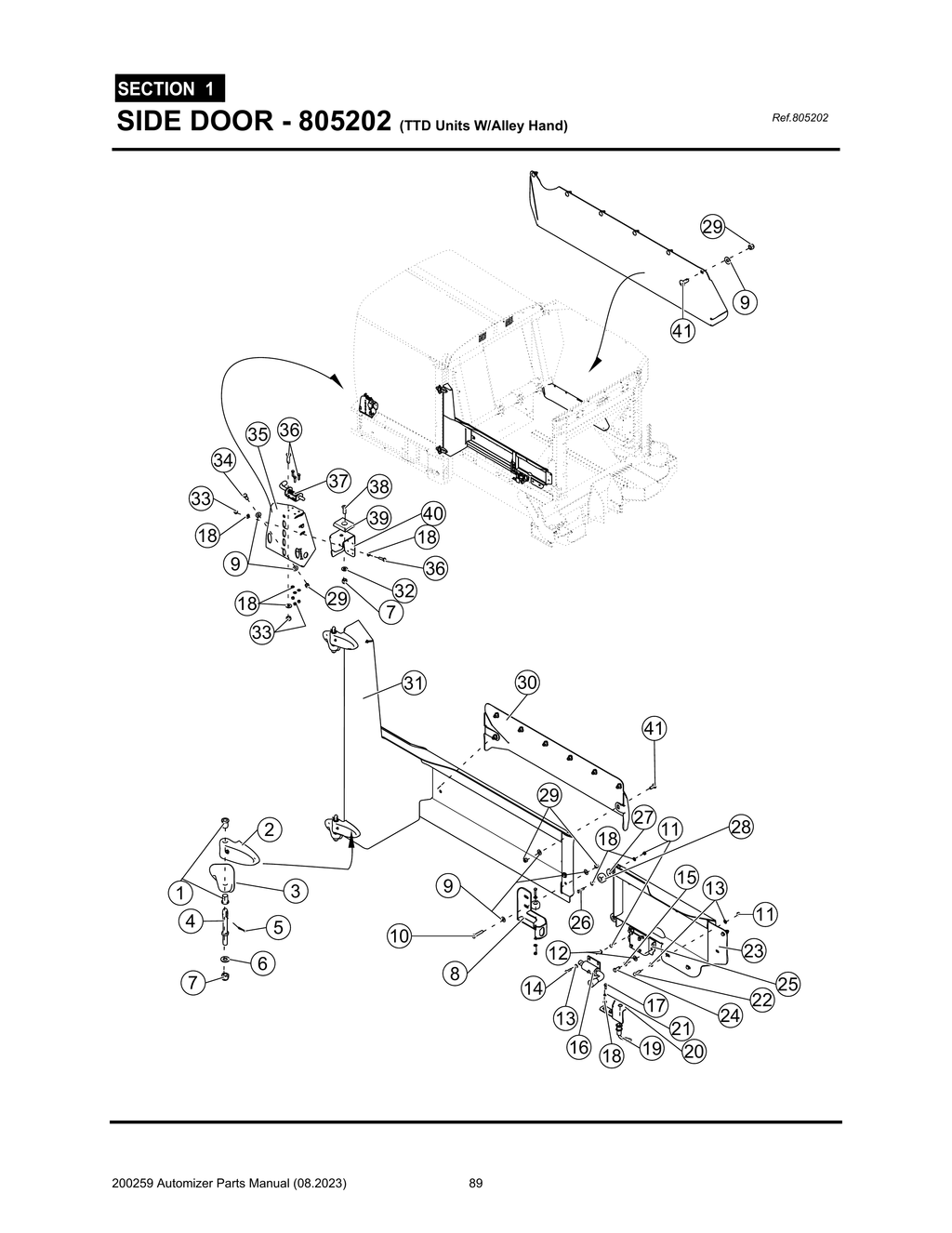 Automizer - PG 089 - Section 1 - SIDE DOOR - 805202 (TTD Units W/Alley Hand)
