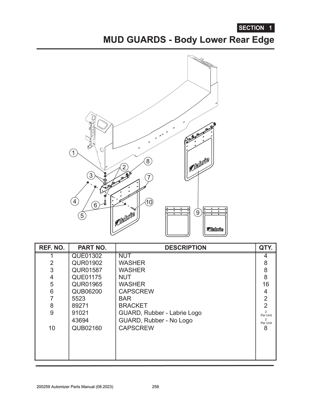 Automizer - PG 258 - Section 1 - MUD GUARDS - Body Lower Rear Edge 