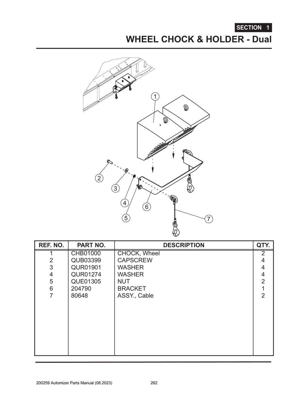 Automizer - PG 262 - Section 1 - WHEEL CHOCK & HOLDER - Dual