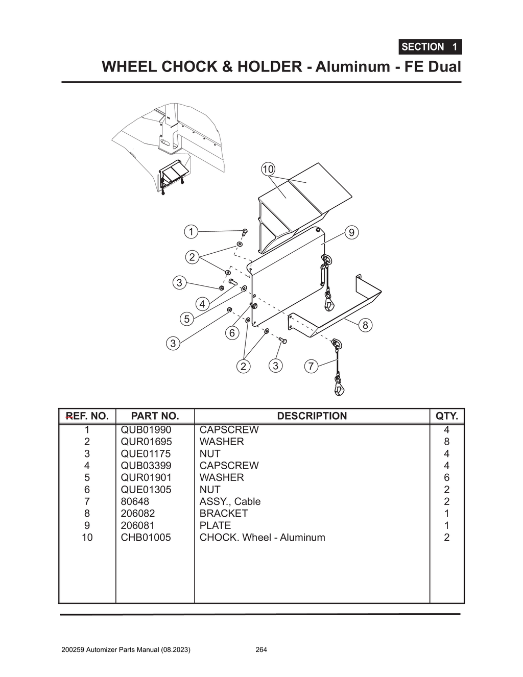 Automizer - PG 264 - Section 1 - WHEEL CHOCK & HOLDER - Aluminum - FE Dual 264