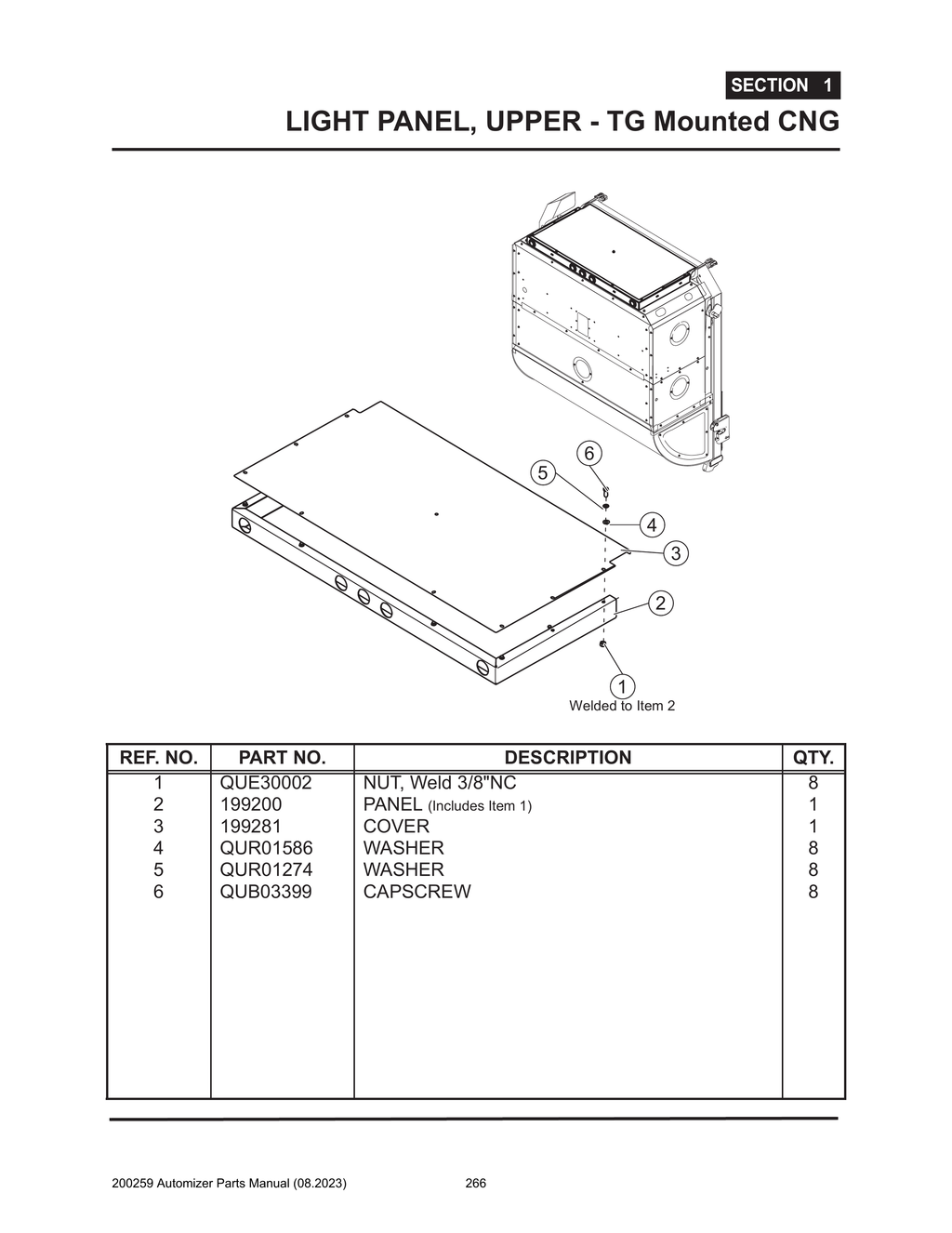 Automizer - PG 266 - Section 1 - LIGHT PANEL, UPPER - TG Mounted CNG 