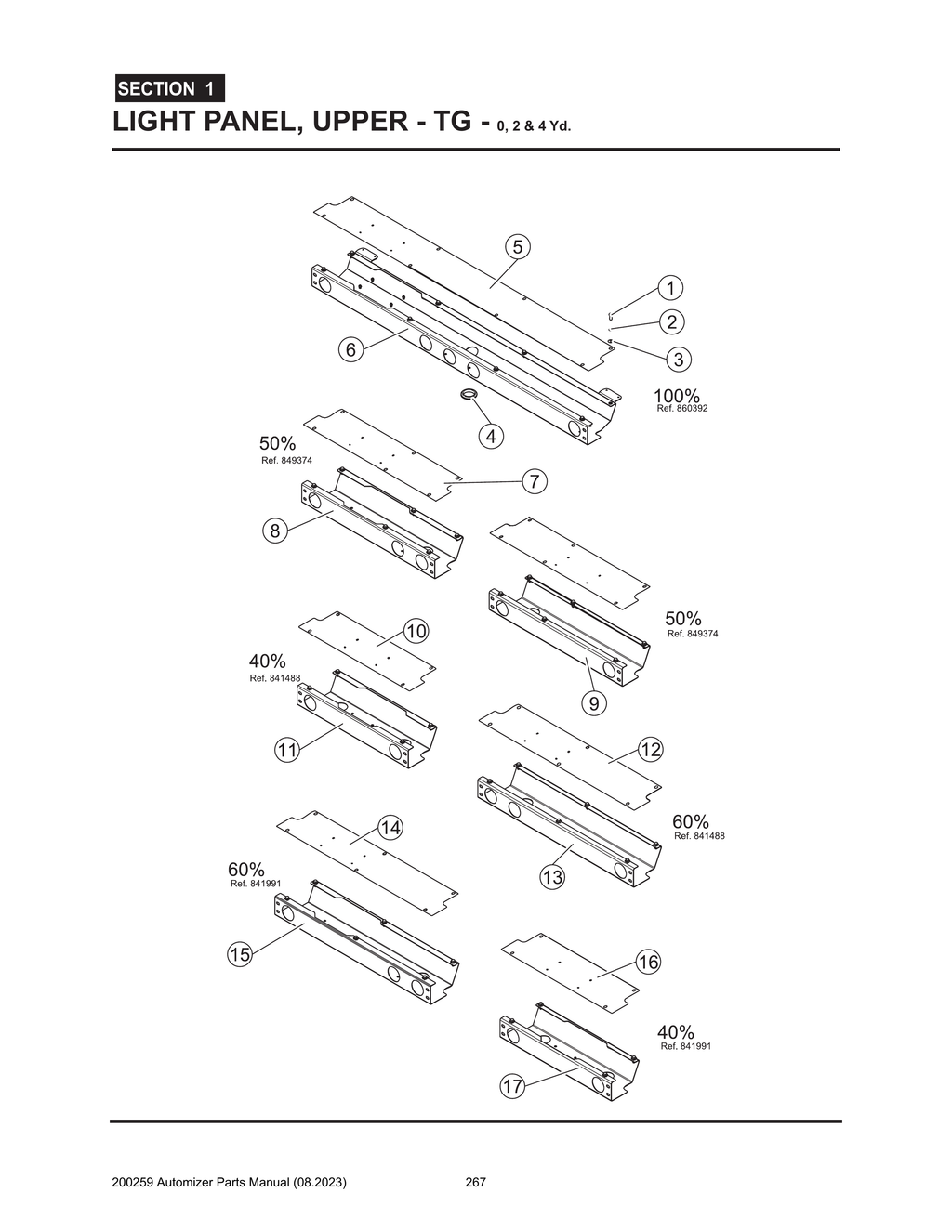 Automizer - PG 267 - Section 1 - LIGHT PANEL, UPPER - TG - 0, 2 & 4 Yd. 