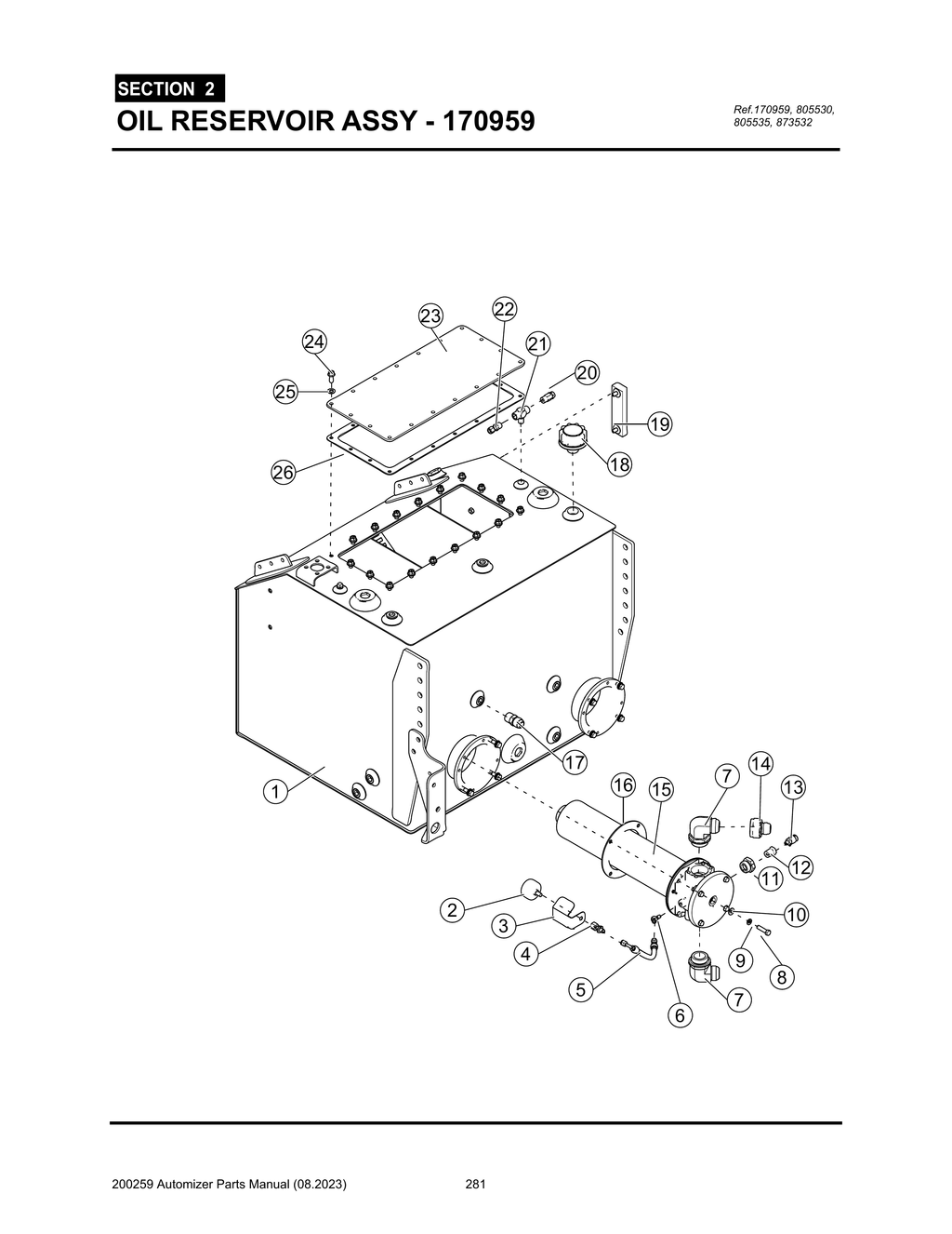 Automizer - PG 281 - Section 2 - OIL RESERVOIR ASSY - 170959 