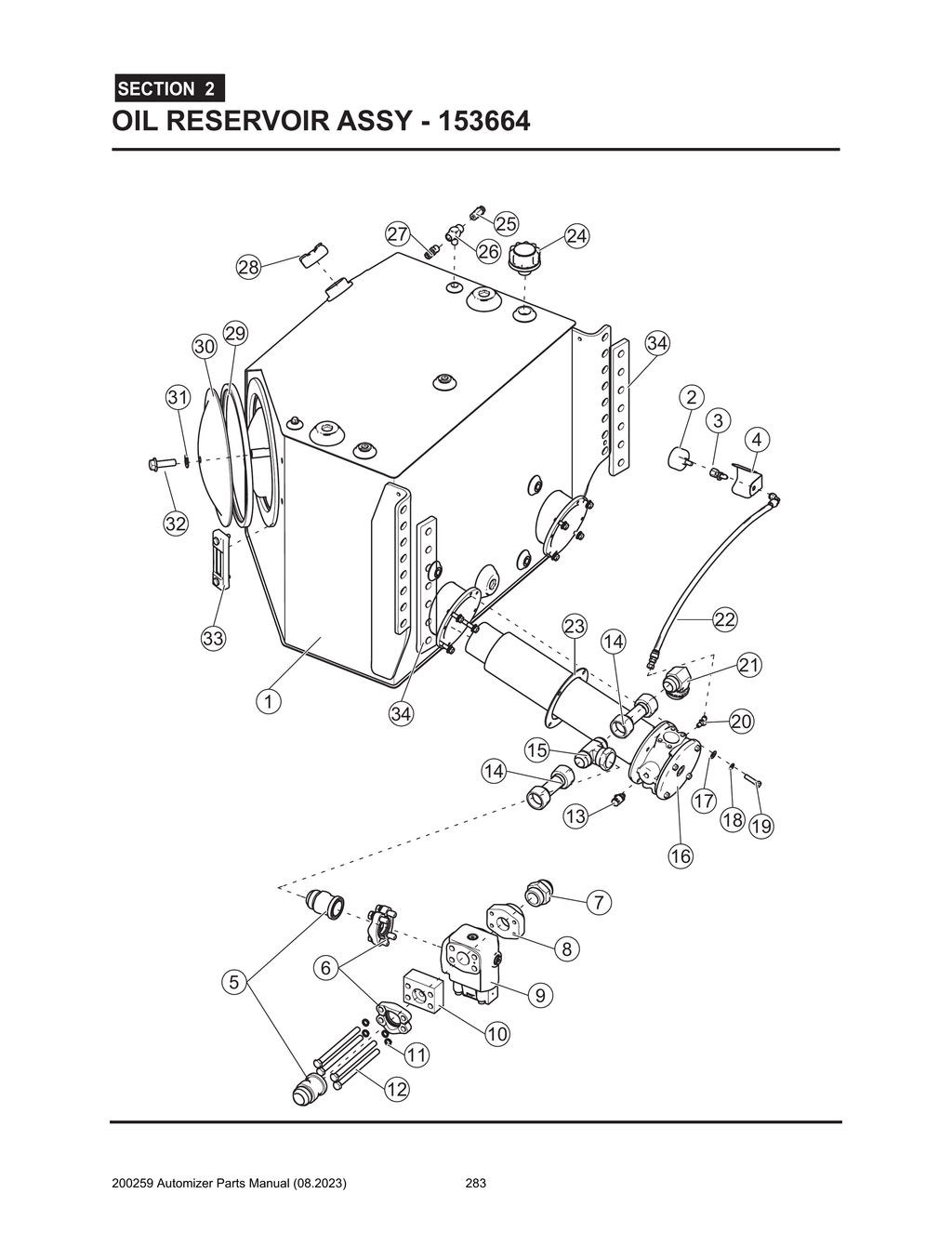 Automizer - PG 283 - Section 2 - OIL RESERVOIR ASSY - 153664 