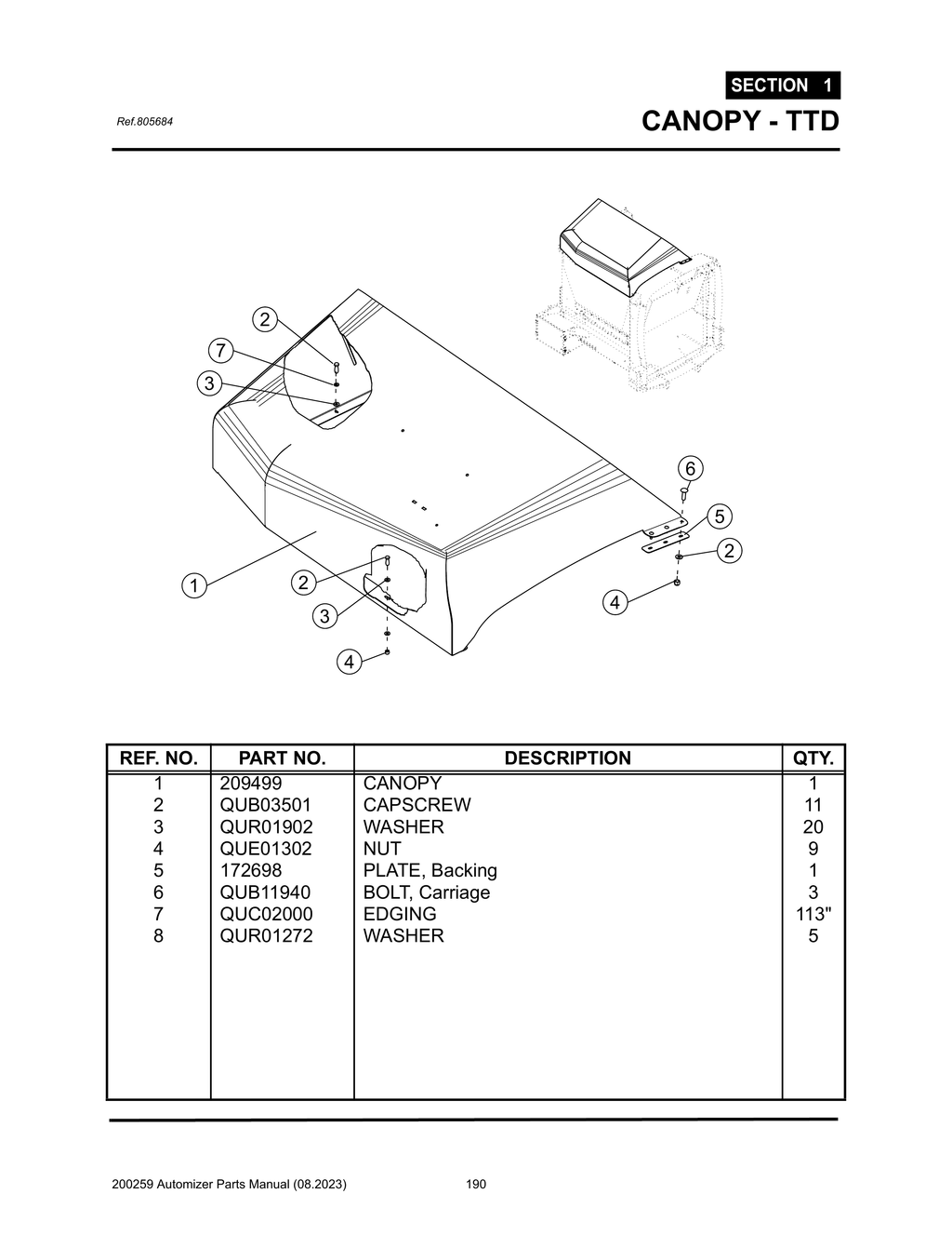 Automizer - PG 190 - Section 1 - CANOPY - TTD - 805684