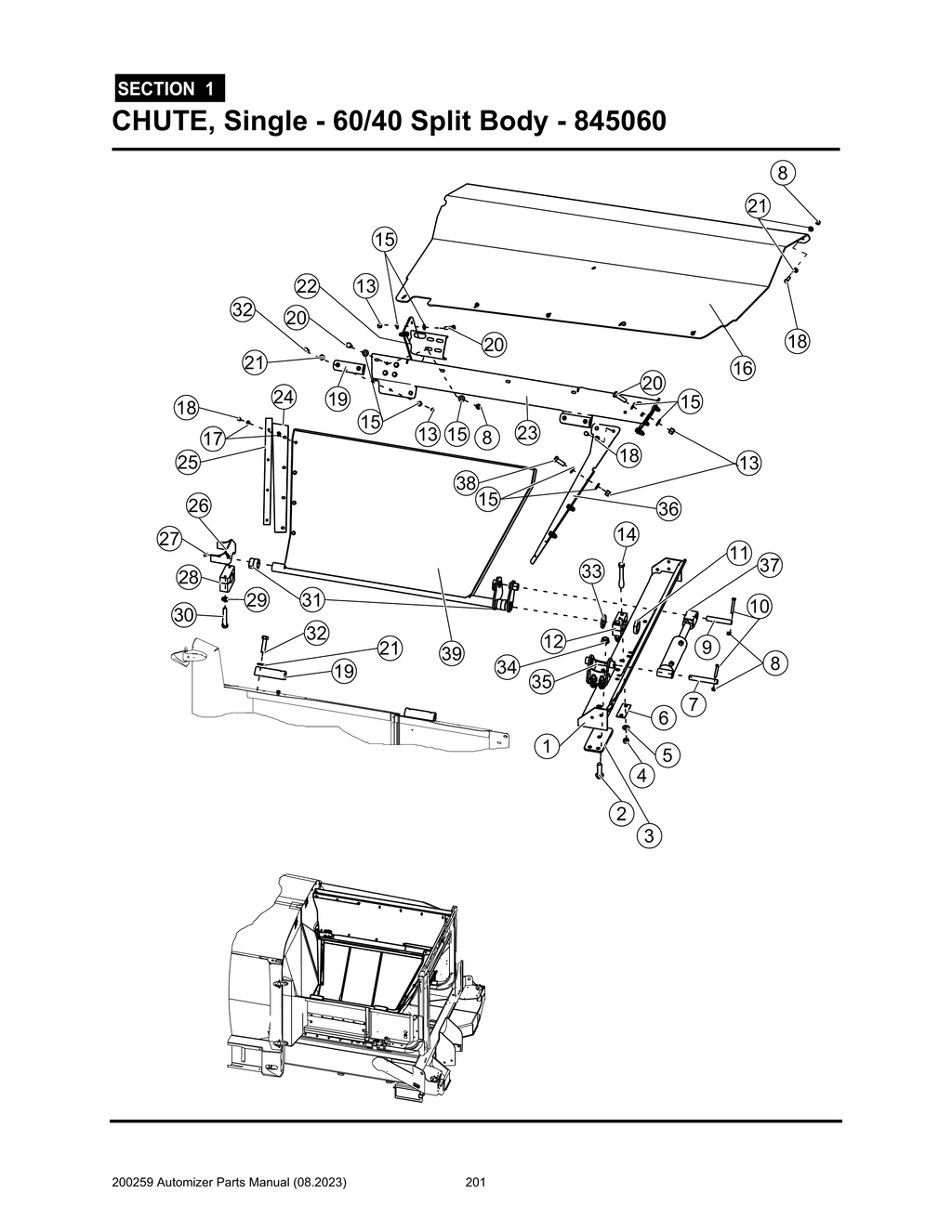 Automizer - PG 201 - Section 1 -  CHUTE, Single - 60/40 Split Body - 845060 