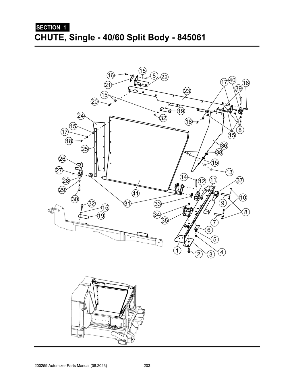 Automizer - PG 203 - Section 1 - CHUTE, Single - 40/60 Split Body - 845061