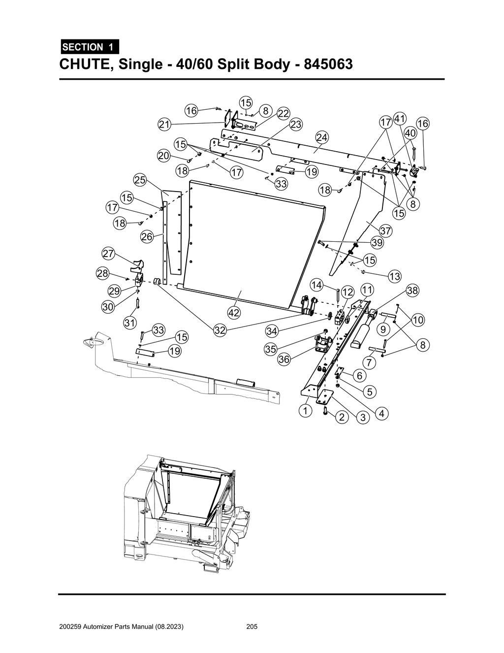 Automizer - PG 205 - Section 1 - CHUTE, Single - 40/60 Split Body - 845063
