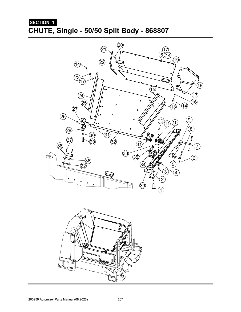 Automizer - PG 207 - Section 1 - CHUTE, Single - 50/50 Split Body - 868807