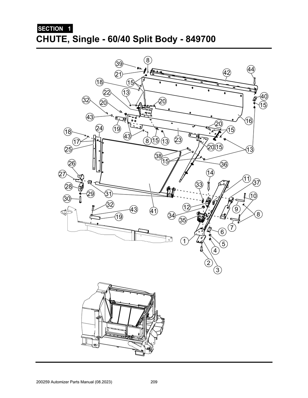 Automizer - PG 209 - Section 1 - CHUTE, Single - 60/40 Split Body - 849700