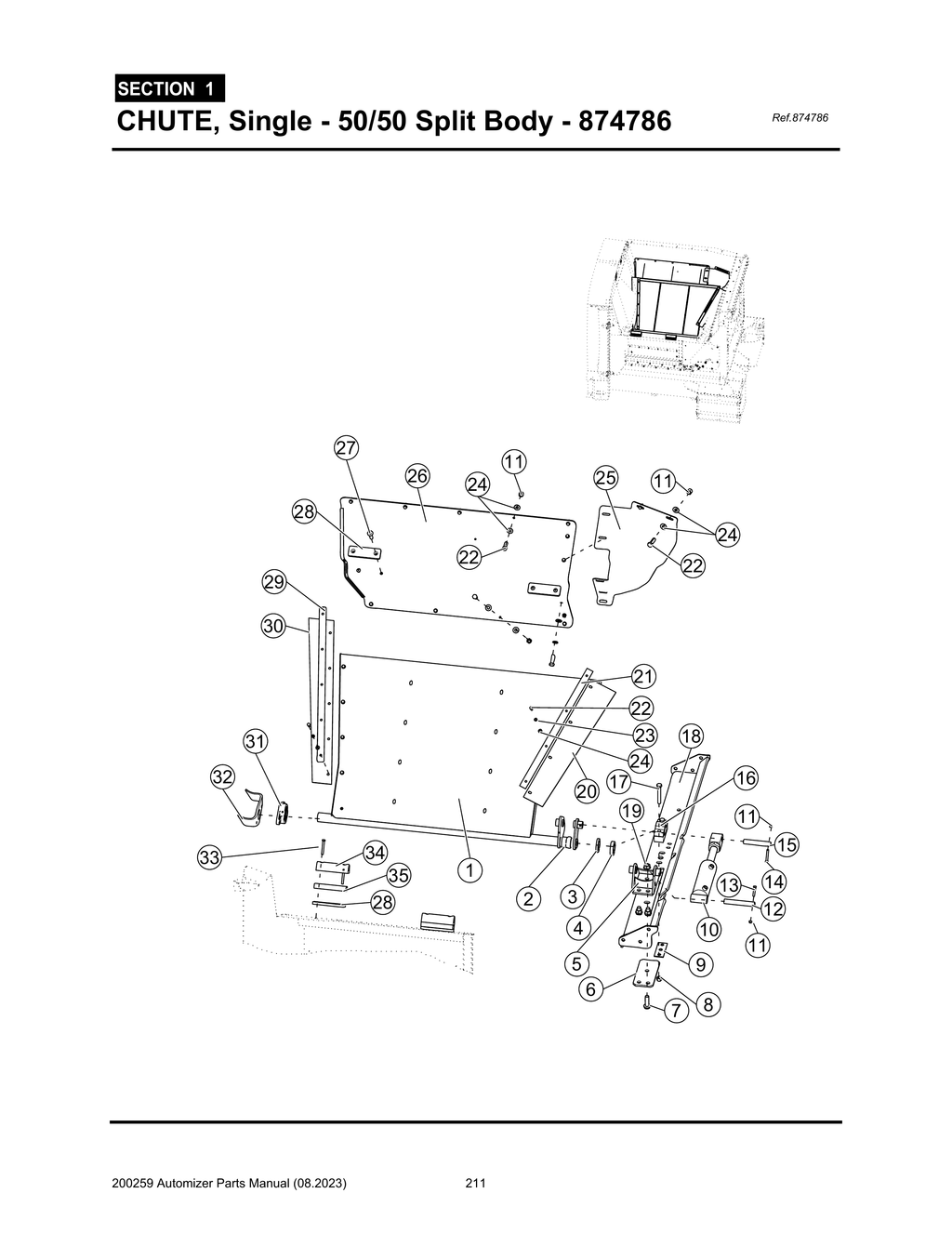 Automizer - PG 211 - Section 1 - CHUTE, Single - 50/50 Split Body - 874786