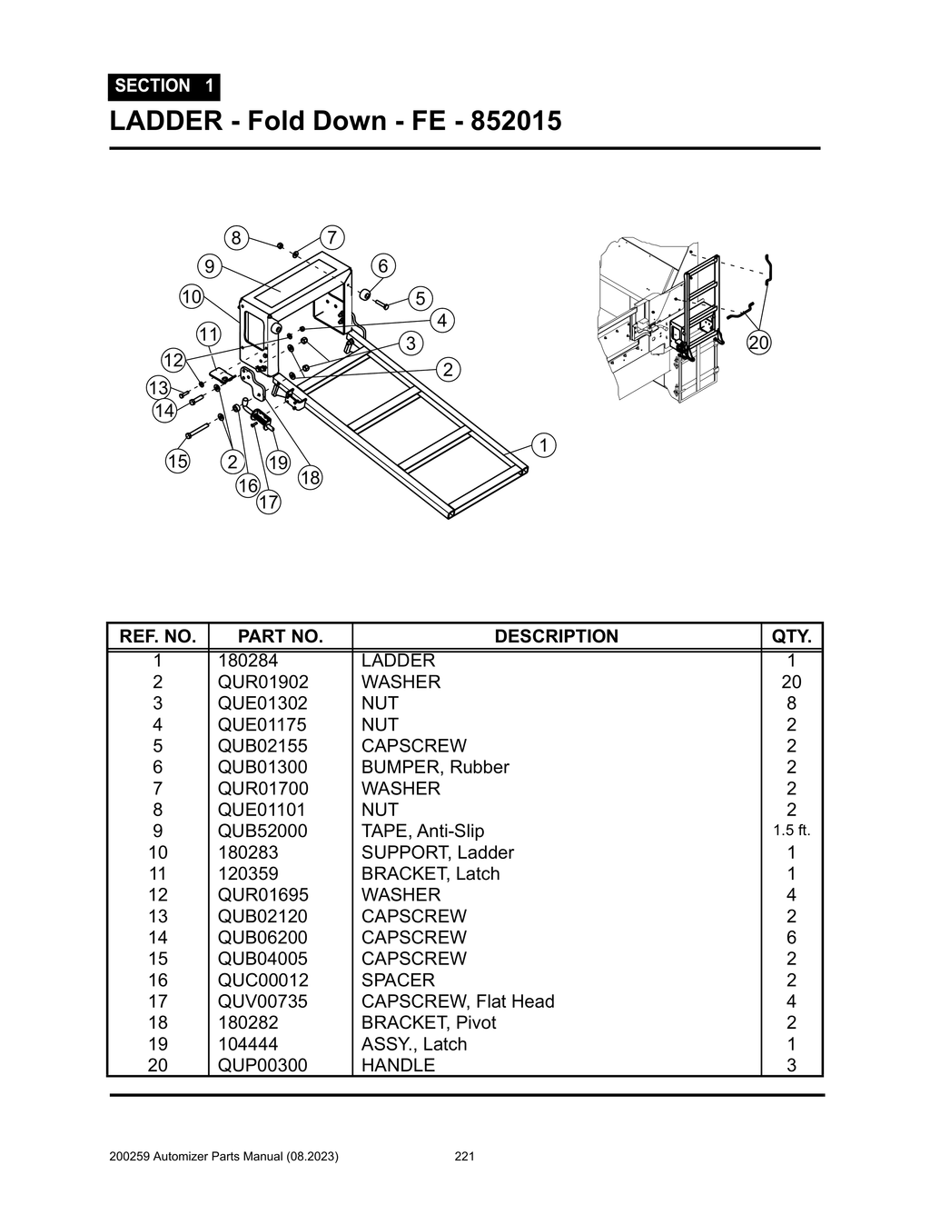 Automizer - PG 221 - Section 1 - LADDER - Fold Down - FE - 852015