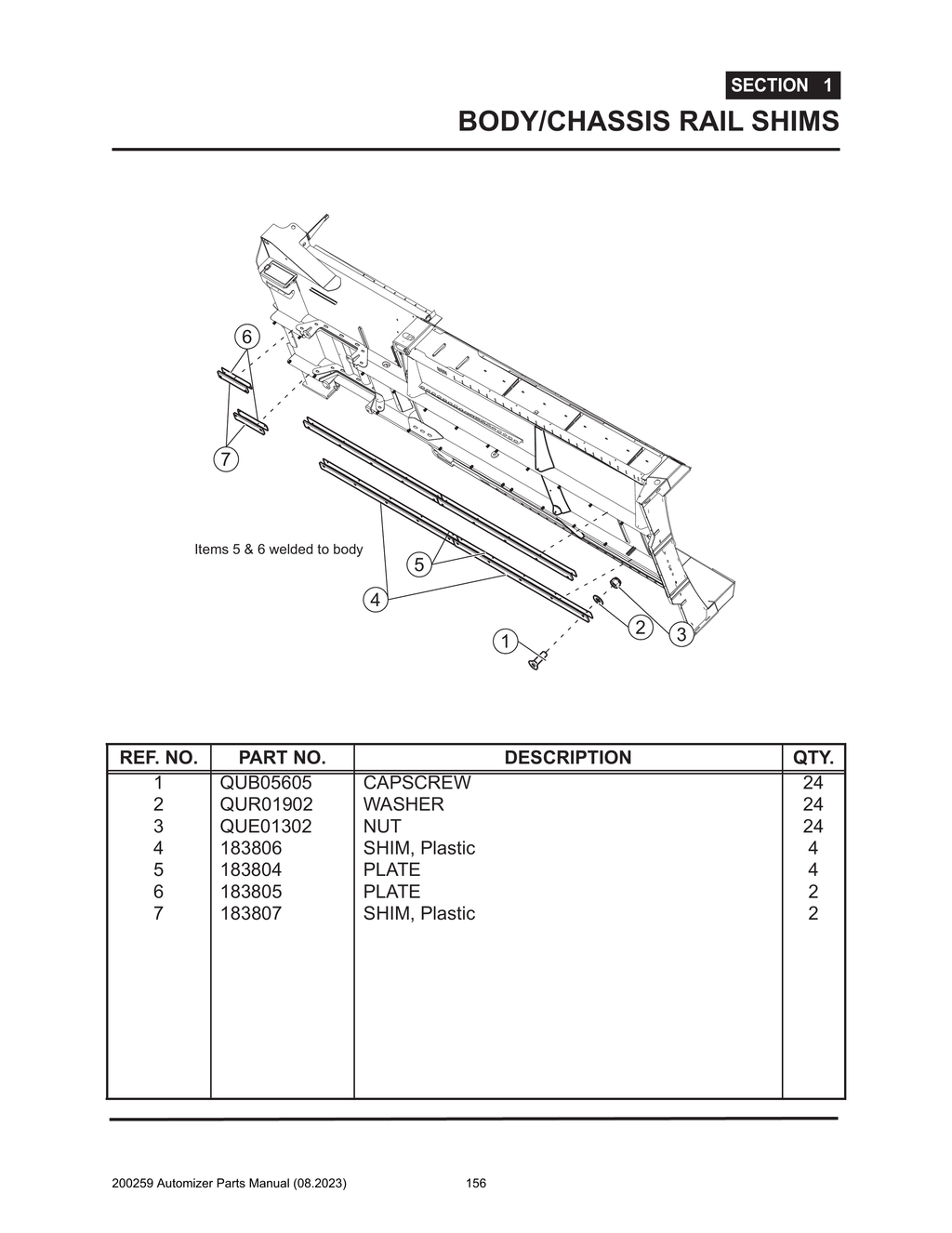 Automizer - PG 156 - Section 1 -  BODY/CHASSIS RAIL SHIMS