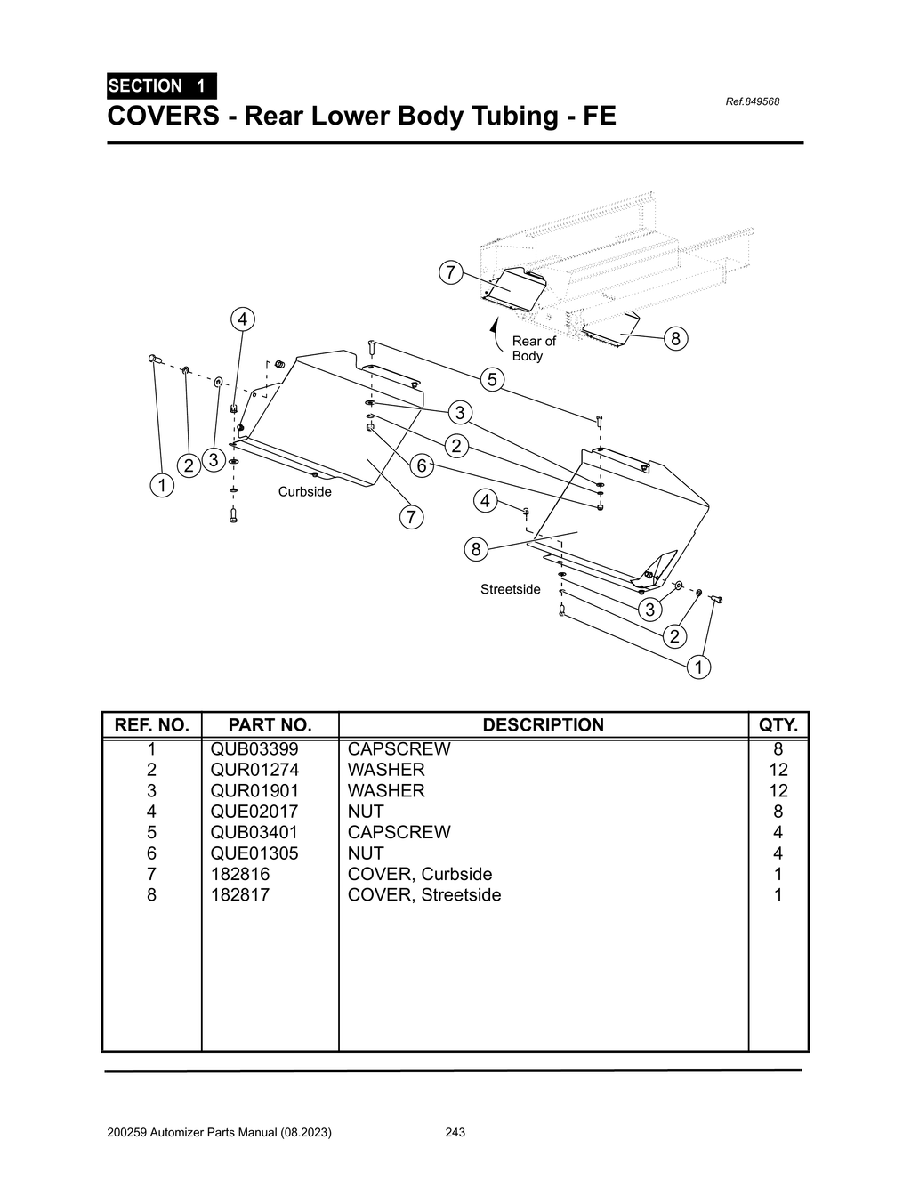 Automizer - PG 243 - Section 1 - COVERS - Rear Lower Body Tubing - FE