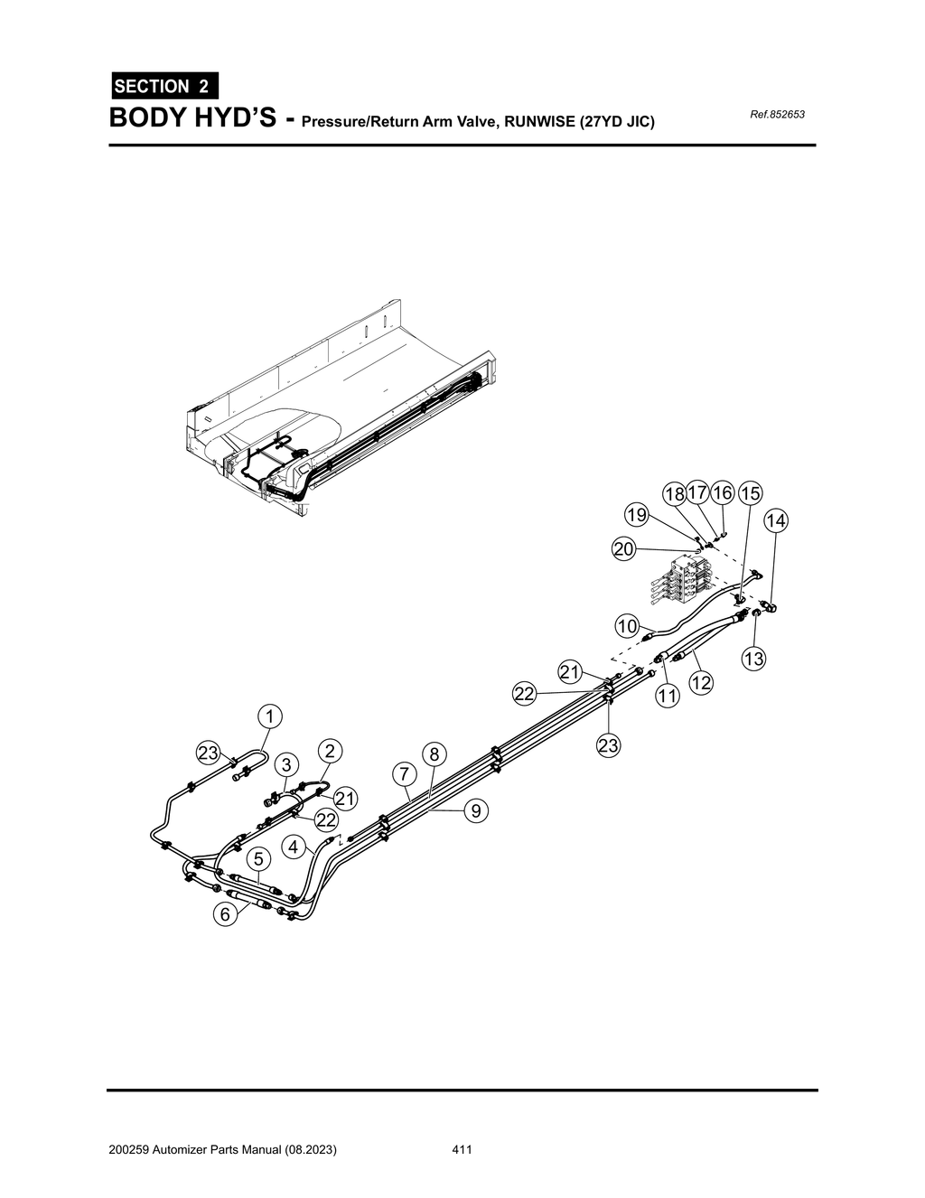 Automizer - PG 411 - Section 2 - BODY HYD’S - Pressure/Return Arm Valve, RUNWISE (27YD JIC)