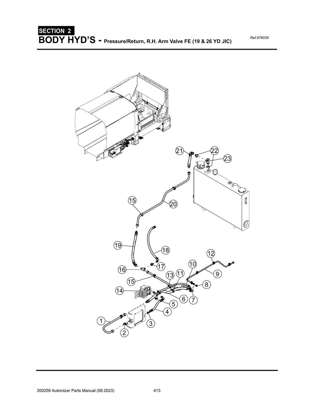 Automizer - PG 413 - Section 2 - BODY HYD’S - Pressure/Return, R.H. Arm Valve FE (19 & 26 YD JIC)