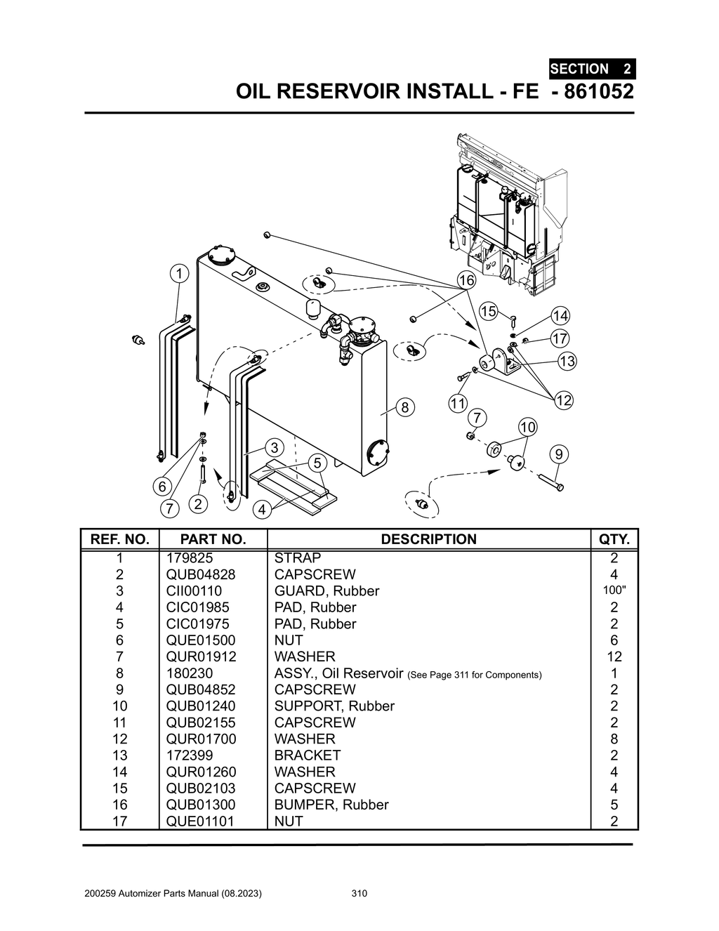 Automizer - PG 310 - Section 2 - OIL RESERVOIR INSTALL - FE - 861052