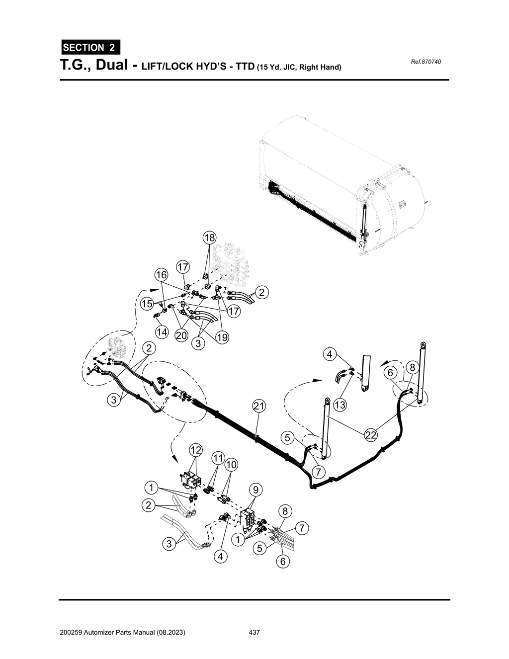 Automizer - PG 437 - Section 2 - T.G., Dual - LIFT/LOCK HYD’S - TTD (15 Yd. JIC, Right Hand)