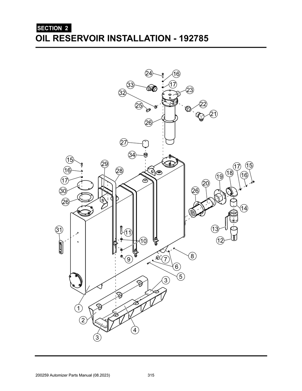 Automizer - PG 315 - Section 2 - OIL RESERVOIR INSTALLATION - 192785 