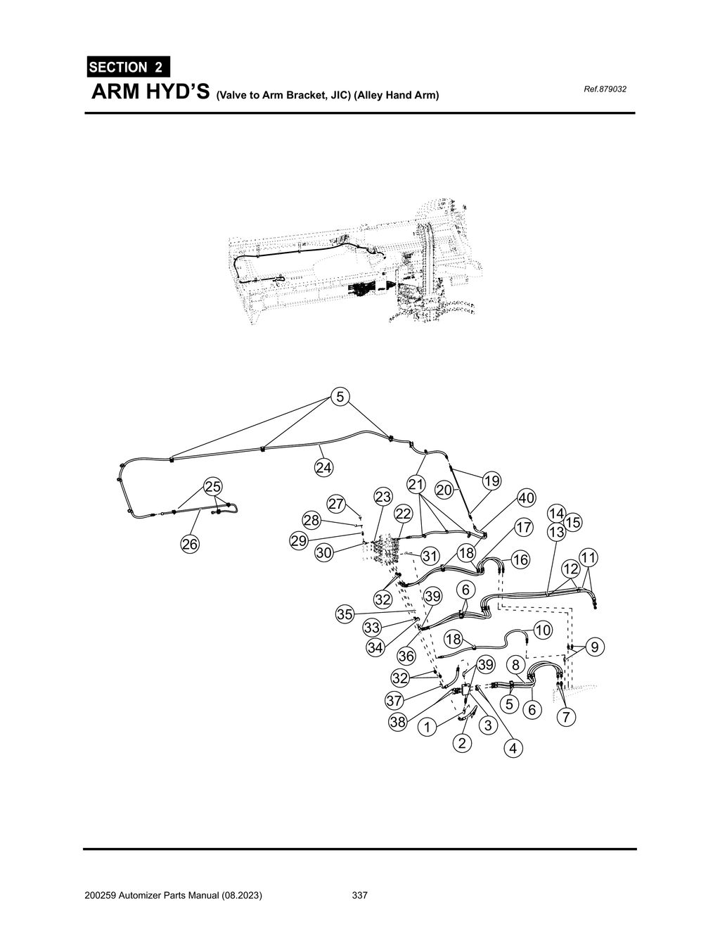 Automizer - PG 337 - Section 2 - ARM HYD’S (Valve to Arm Bracket, JIC) (Alley Hand Arm) 879032