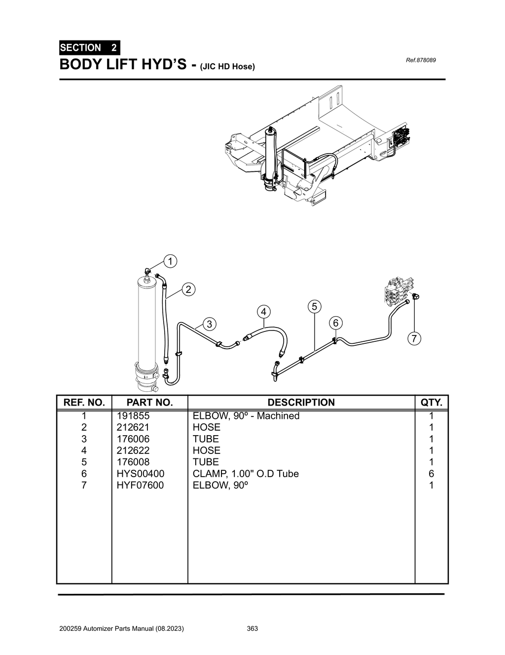 Automizer - PG 363 - Section 2 - BODY LIFT HYD’S - (JIC HD Hose)