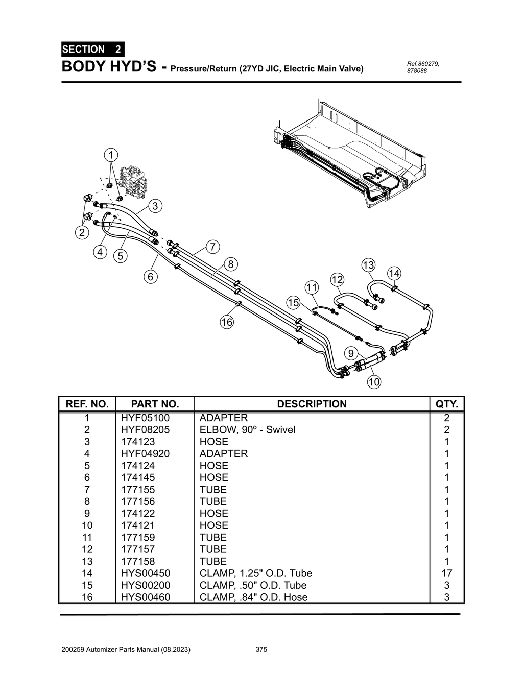 Automizer - PG 375 - Section 2 - BODY HYD’S - Pressure/Return (27YD JIC, Electric Main Valve)