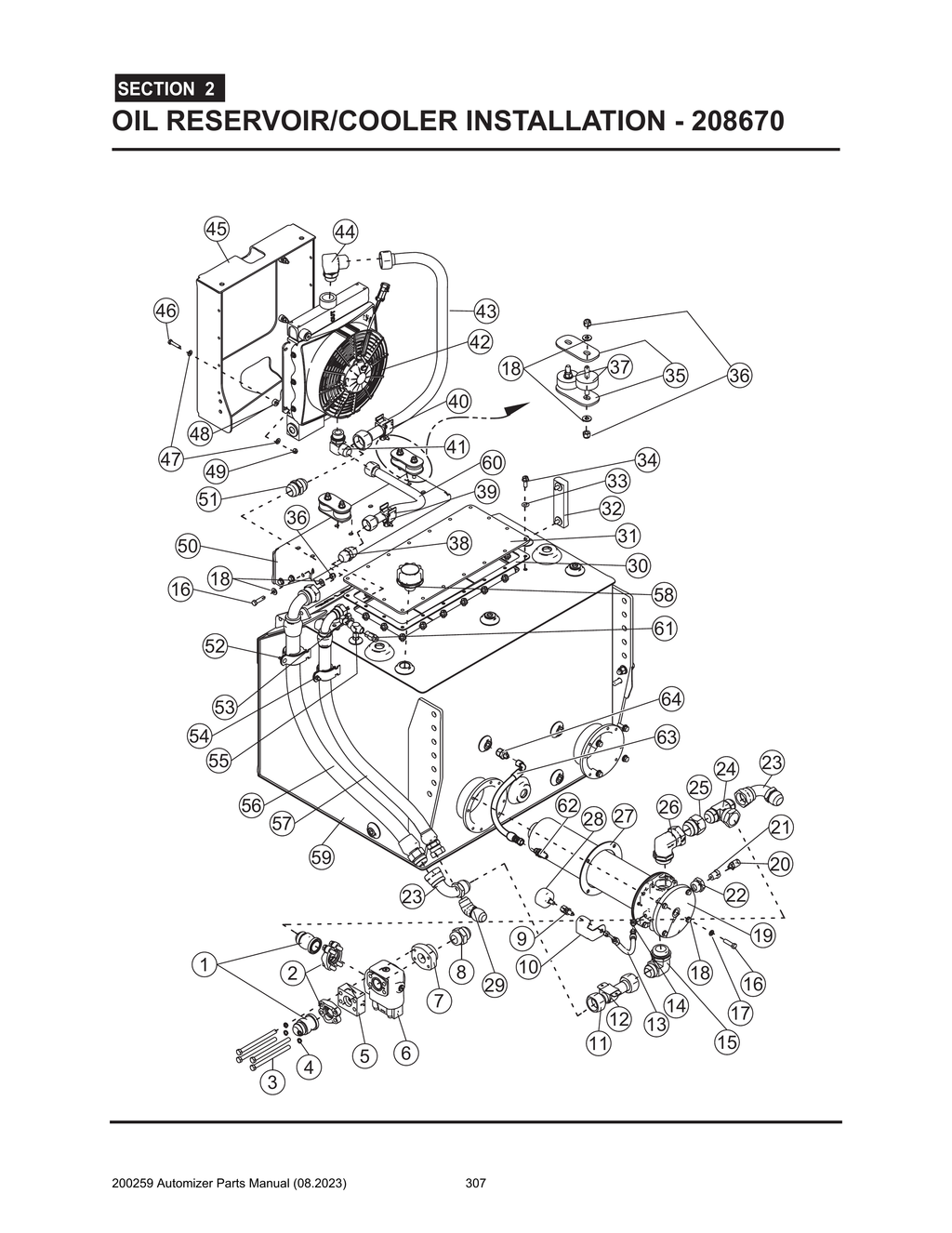 Automizer - PG 307 - Section 2 - OIL RESERVOIR/COOLER INSTALLATION - 208670