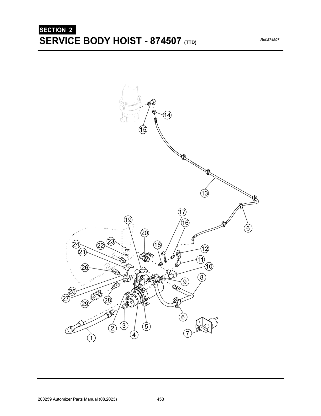 Automizer - PG 453 - Section 2 - SERVICE BODY HOIST - 874507 (TTD)
