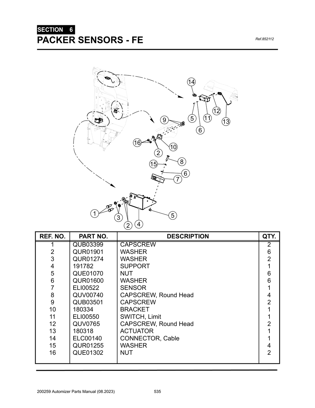 Automizer - PG 535 - Section 6 - PACKER SENSORS - FE