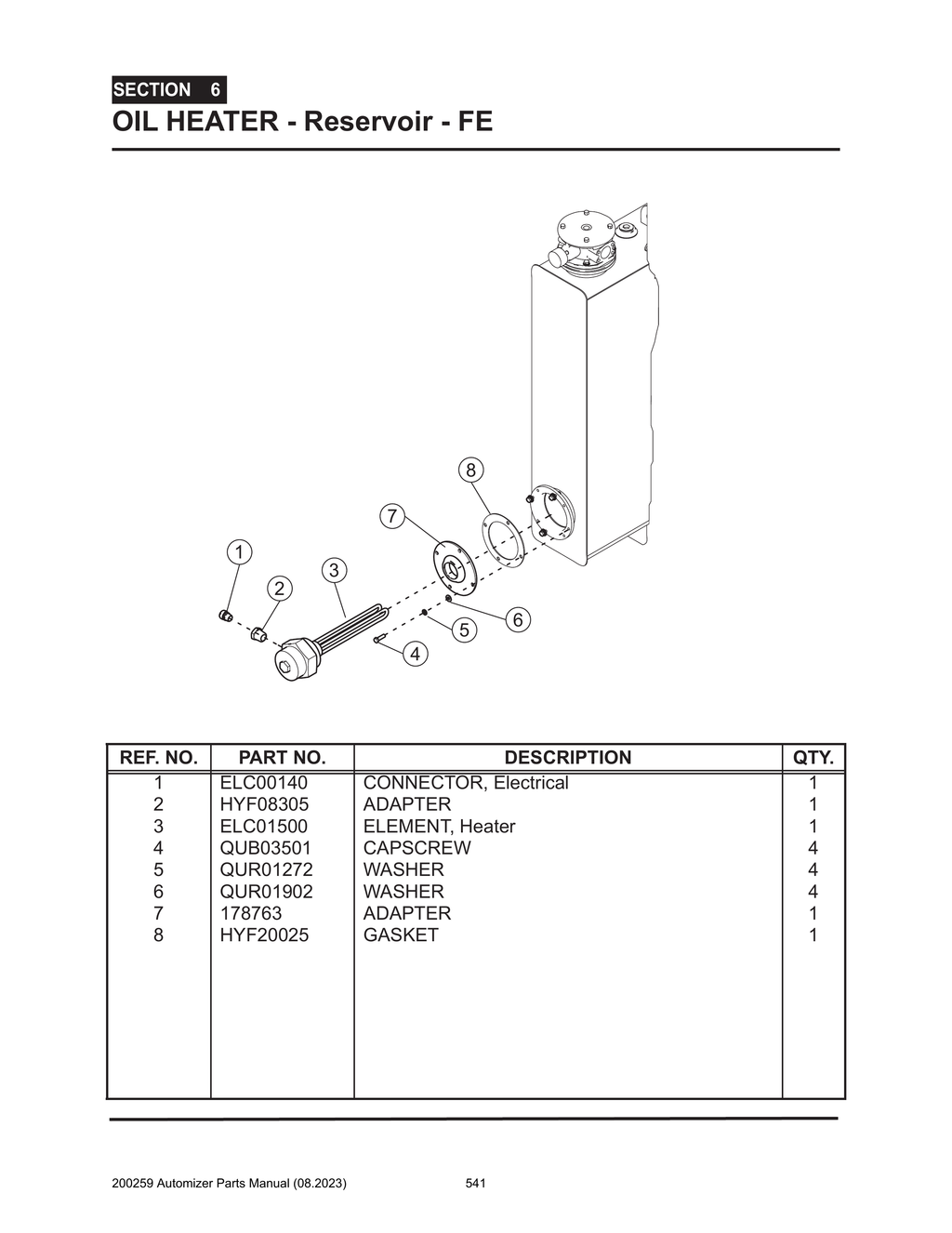 Automizer - PG 541 - Section 6 - OIL HEATER - Reservoir - FE