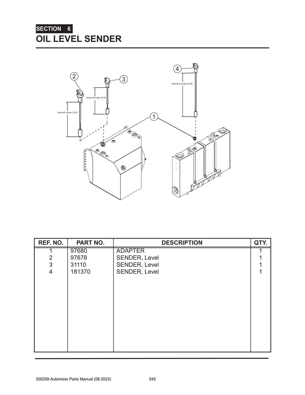 Automizer - PG 545 - Section 6 - OIL LEVEL SENDER